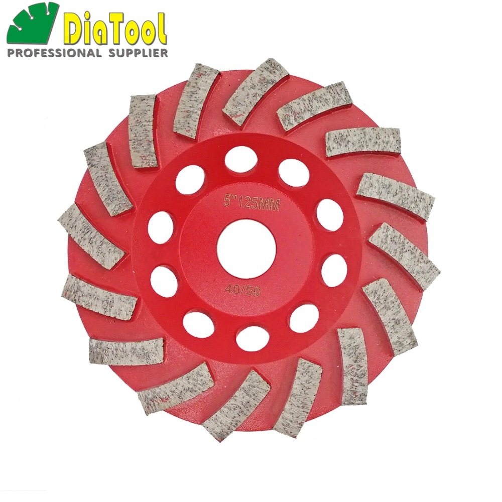 DIATOOL Dia125MM Segmented Turbo Diamond Grinding Cup Wheel For Concrete And Masonry Material, 5 Inch Diamond Grinding Discs